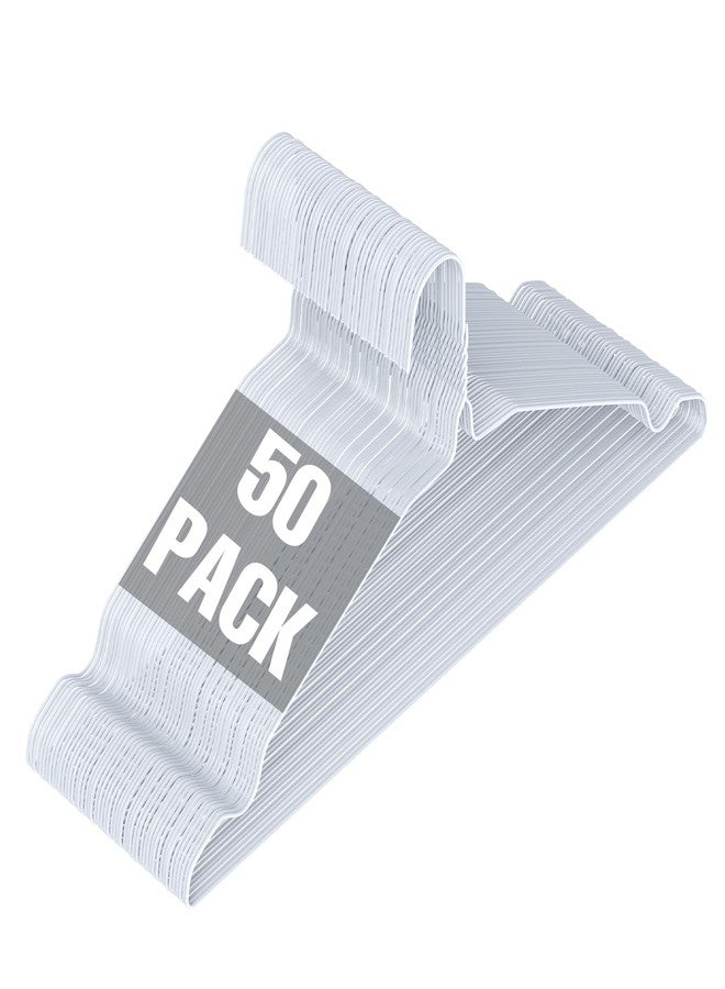 SPECILITE Wire Metal Clothes Hangers Bulk 50 Pack with Groove, 16.7 Inch, 12 Gauge Ultra Thin, Non Slip, for Standard Size Suits, Shirts, Pants, Skirts, White - Image 1